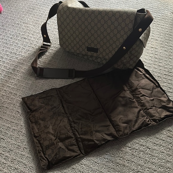 GG tan and brown canvas diaper bag - Picture 1 of 3